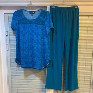 NWOT Anthony Originals Loungewear Set Short Sleeve Aqua Size Large